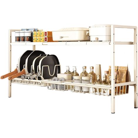 Organisateur Sous Évier Porte-Couvercles Et Ustensiles De Cuisine Étagère Double Étage Extensible Solide Pour Placard Cuisine Vaisselle Armoire (1/5)