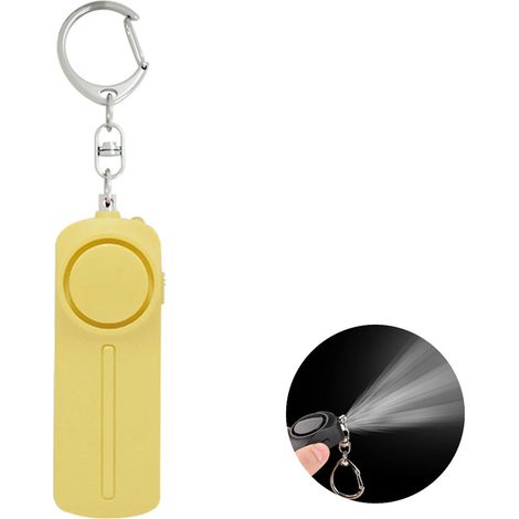 Alarme personnelle avec lumière LED, dispositif d'alarme de sécurité, volume de 130 décibels, matériau ABS, adapté aux situations d'urgence (jaune) (1/5)