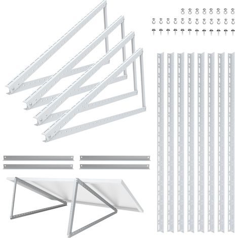NuaSol Halterung für Solarpanel Aufständerung bis 118 cm Flachdach PV Solarmodul Verstellbar 0-90° 2er Set Aluminium Montagematerial (1/5)