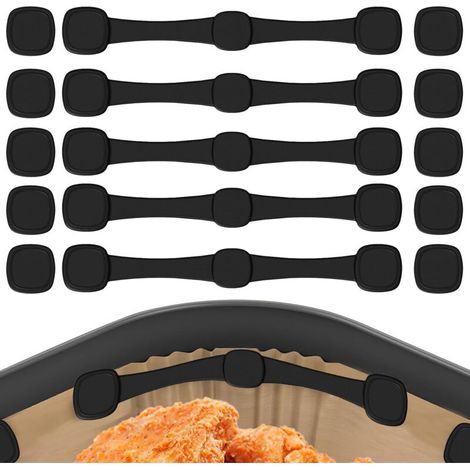 Juego de 5 clips magnéticos de silicona para freidoras de aire, accesorios multifuncionales para papel pergamino, reutilizables y que evitan que el papel se queme, fáciles de limpiar (negro). (1/4)