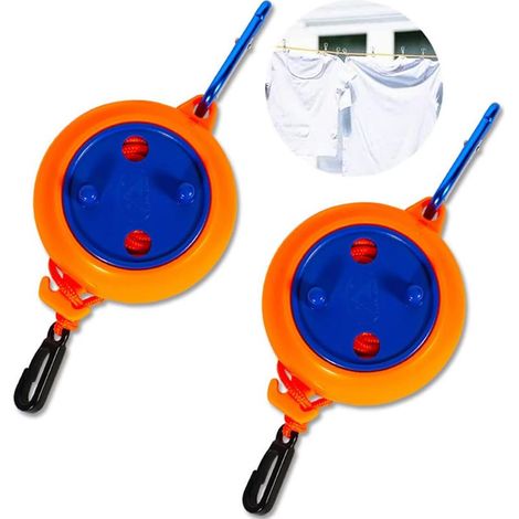 Corde à Linge Rétractable, 2 Pièces Voyage Camping Lignes de Séchage 8M Réglable Clothesline avec Boucle de Suspension pour Balcon Jardin Intérieur Extérieur – Orange (1/5)