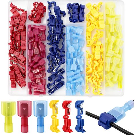 180 Pièces Cosses Électriques à Sertir Kit, T Tap, 90 Connecteur de Dérivation T-Tap +90 Connecteur Rapide à Fiche Plat, Connecteur Rapide Pour Automobile, Moto (1/5)
