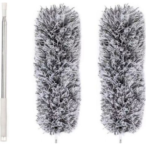 Duster Télescopique - Manche En Acier Inoxydable Réglable De 80 À 240 Cm - Pour Plafonds Élevés Et Zones Difficiles D'accès - 2 Têtes En Microfibre Lavables - Lot De 1 (1/5)