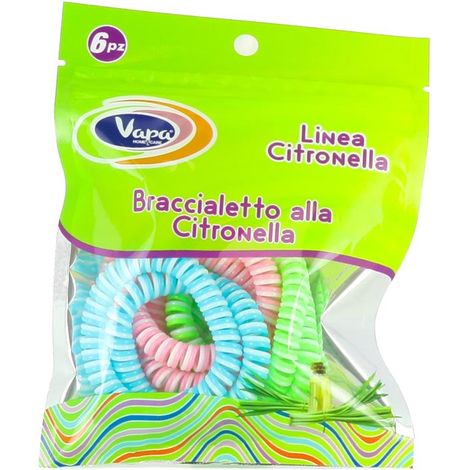 BRACCIALETTI VAPA 6 PZ CITRONELLA COLORATI (1/2)