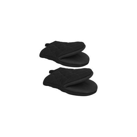 1 paire de gants de cuisine courts en silicone résistant à la chaleur, avec surface antidérapante et boucle de suspension, gants de four pour barbecue, machine à micro-ondes (noir)