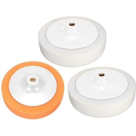 Lot de 3 tampons de polissage pour voiture, 7 pouces, 180 mm, éponge douce avec filetage M14 (1/4)