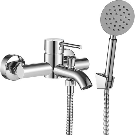 Wandmontierte Badewannenarmatur mit Duschset, Chrom, Noia BNK011D (1/2)
