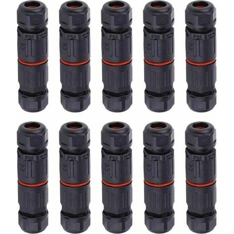 DOLASO 10 Stück IP68 wasserdichter elektrischer Kabelstecker, weiblich, 3-polig, wasserdicht, für den Außenbereich, Steckdose, wasserdicht, Kabelverbinder (1/5)