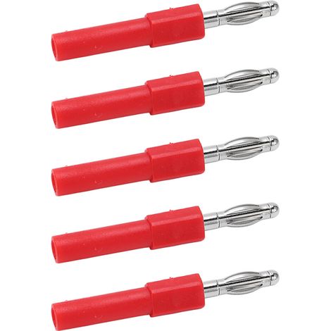 5 Stück 4-mm-Bananenstecker-Adapter, starke Verbindung, gute Leitfähigkeit, 4 mm auf 2 mm Konvertierung, rot (1/5)