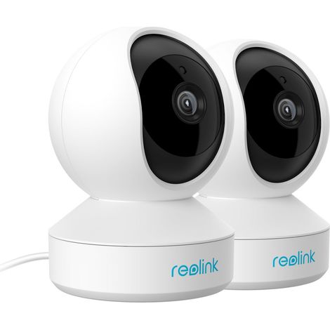 Reolink 2pcs 3MP WiFi Telecamera di Sorveglianza, baby monitor，Panoramica e Inclinazione, Telecamera di Sicurezza per Bambini da Interno Visione Notturna e Visione Remota - E1