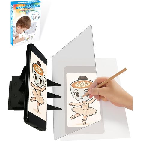 Projecteur de dessin 9" avec support pour téléphone portable  Projecteur de dessin 22,9 cm, projection optique, support de téléphone portable, pour dessin et croquis. (1/5)