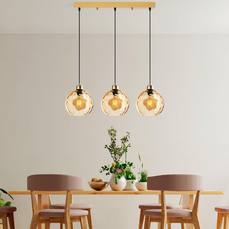 lustre jaune, hauteur réglable 40-120 cm, corps en métal, 3 douilles E27, 70 x 20 x 120 cm, pour les espaces de vie modernes, IP20 (1/5)
