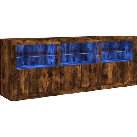 Sideboard mit LED-Leuchten Räuchereiche 181,5x37x67 cm vidaXL (1/5)