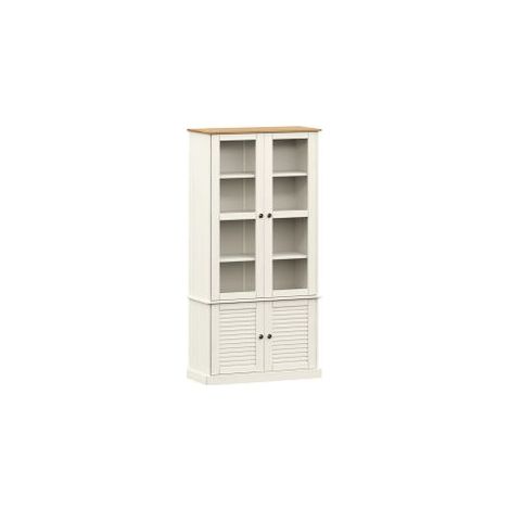 Vitrine en verre VIGO blanc 85x35x170 bois massif de pin (1/5)