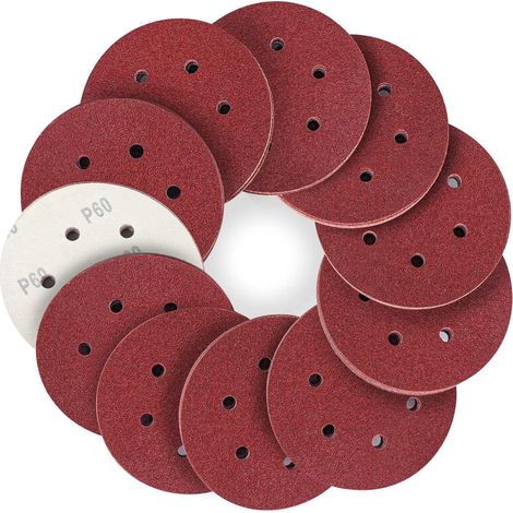 Schleifpapier 150 mm Klett 6 Loch 45 Exzenterschleifer Holz 60 Körnung (1/5)