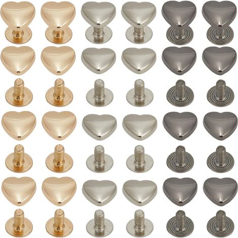 36 Rivets en Forme de Cœur Rivets de Décoration Goujons en Alliage à Visser sur Perle Petits Goujons à Vis en Métal pour Sacs en Cuir Ceinture Vêtements Chaussures Sac à Main Fournitures (1/5)