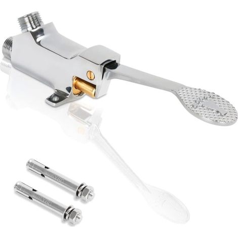 Foot pedal valve for floor installation in polished chrome (1/5)