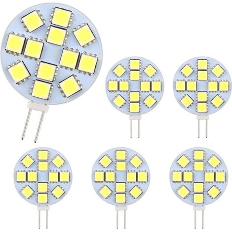 Lot de 6 Ampoule G4 LED 2W, AC/DC12-24V, 200LM Blanc Chaud 3000K, 12x 5050SMD, Équivalent Ampoule Halogène 20w, Non-Dimmable, pour Lumière d'armoire (1/4)