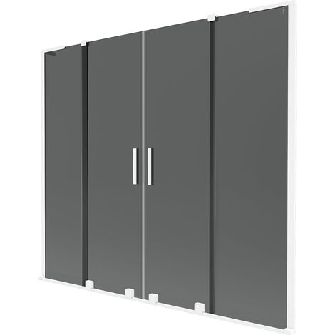 Mexen Velar L Duo mampara de bañera corredera de 2 paneles 180 x 150 cm, grafito, blanco - 896-180-003-42-20 (1/2)