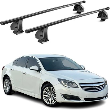 OMAC Stahl Dachträger Querträger Opel Insignia A Limo 2008-2017 – TÜV / DIN 75302:2019 – Abschließbar – Max. 75 kg – 2 Stangen – Schwarz (1/5)