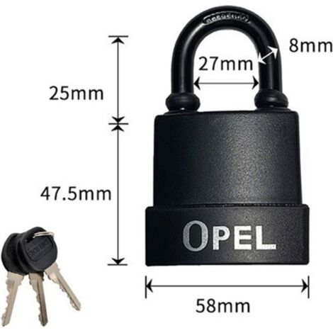 Cadenas Haute Sécurité [A Clé] [Boîtier en plastique PVC anti-poussière] [Extérieur - Anti-rouille] [Pack de 2] - Idéal pour les remises,garages,clôtures et les portails 55mm nior