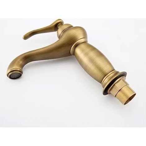Mitigeur de lavabo monoclassique européen tout laiton – Robinet mélangeur eau froide et chaude – Style vintage pour salle de bains (1/2)