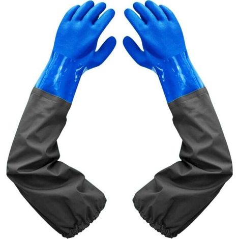 Gants de Nettoyage Étanches 26 Pouces, Doublure Floquée et Poignets Élastiques pour Industrie Chimique, Agriculture et Pêche Ortviai (1/4)