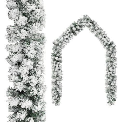 Guirnalda de Navidad con nieve flocada verde 10 m PVC vidaXL