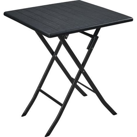 TAVOLO IN ACCIAIO E PVC EFFETTO LEGNO CIRELLA PAPILLON CM. 62x62x73