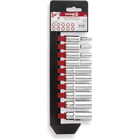 Jeu de 10 douilles hexagonales 1/4 sec./long DOGHER 502-051