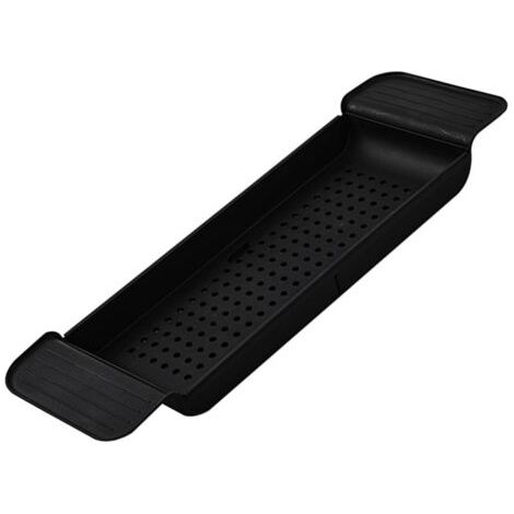 Plateau de baignoire Placement stable Matière plastique extensible Drainage Conception Caddy de bain Table de baignoire pour salle de bain Noir (1/5)