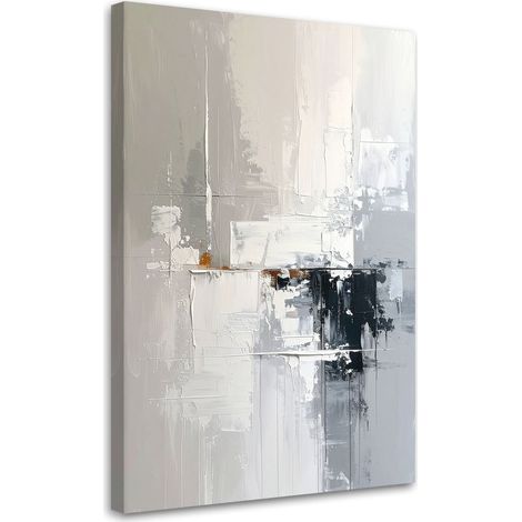 Cuadro sobre Lienzo Abstracción gris con textura estilo boho 20x30 (1/5)