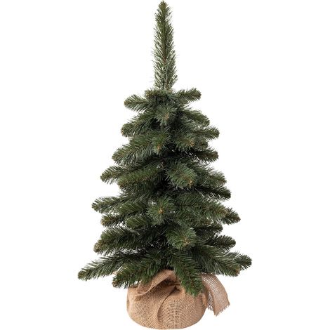 Künstlicher Weihnachtsbaum 60 cm mit Jute-Standfuß, Grün (1/5)