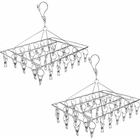 2er-Set Bold Hängendes Abtropfgestell für Kleidung, multifunktional, winddicht, Sockenclip für Kinder, Sockenhaken für Socken, Unterwäsche, Handschuhtrockner, 40+30 Clips (1/5)