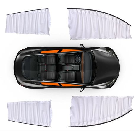 Kit de modification automobile en 4 pièces : rideaux de fenêtre latéraux rétractables et pare-soleil pour Tesla Model 3 2017-2023 (surdimensionné), blanc. (1/5)
