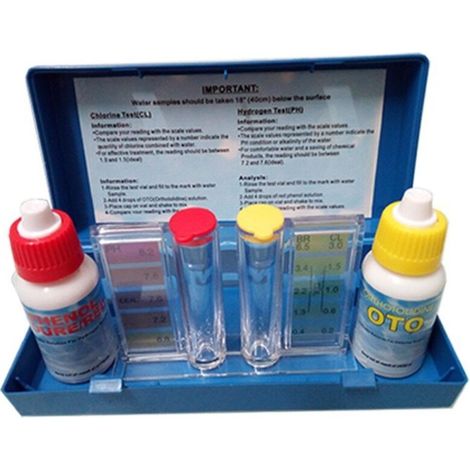 Kit de test d'eau acide et alcaline, kit de test de valeur de pH, kit de test de chlore résiduel, kit de test d'eau de piscine, ensemble de réactifs de test d'eau, agent de test OTO