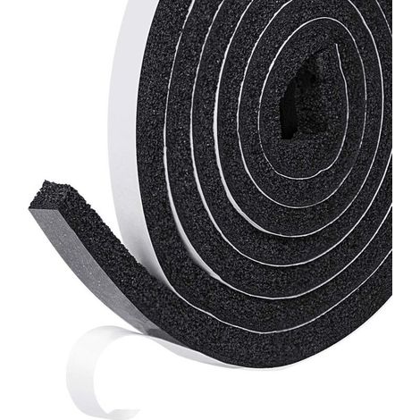 Joint Adhésif pour Isolation Porte Garage Fenêtre, Joint en mousse Caoutchouc Multiusage, 2 rouleau X 12mm X 12mm X 2m, Joint Antichoc Coupe Vent Calfeutrage, Protection Meuble entre Mur, Noi (1/5)
