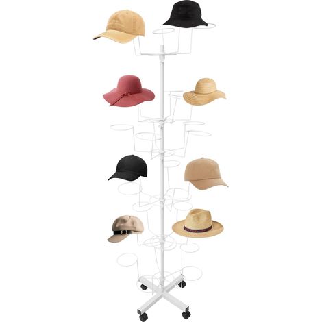 Porte-chapeaux à 6 Niveaux avec Roulettes Capacité 30 Chapeaux Porte Casquette en Fer Support Casquette Multicouche pour Maisons, Magasins, Magasins de Vêtements, Magasins de Cadeaux (1/5)