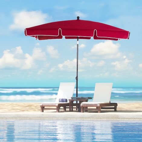 Parasol jardin rectangulaire 2x2,4m inclinaison réglable, rouge noir
