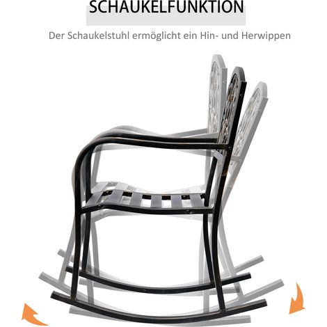 Balancelle oscillante en métal bronze antique, fauteuil de jardin style rétro, dimensions L60 x P73 x H85 cm (1/4)