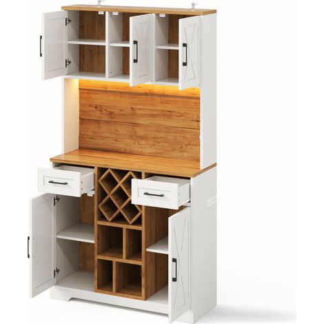 Meuble de rangement de cuisine en MDF avec éclairage LED, casiers à vin et vitrine, pour salon, salle à manger et cuisine (1/5)