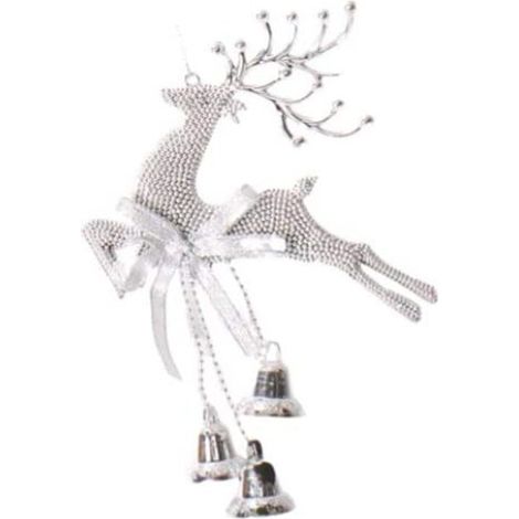 Clochette Renne Noël - PVC 13,5 x 20 cm - Décoration Arbre Noël Intérieur Extérieur - Lot de 5 (1/5)