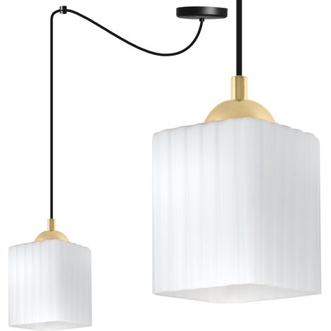 Lampada a sospensione Spider riffle nera e oro 1-PL cubo bianco E27 (1/5)