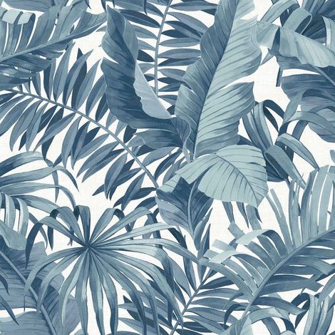 Tropical Wallpaper Leaf Palm Tree Blue White A Street Prints Paste The Wall (1/4)