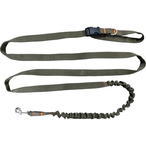 Guinzaglio per cani con ammortizzatore 380 cm KHAKI regolabile a mani libere, prodotto in Polonia (1/5)