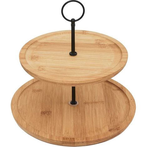 Présentoir à 2 Etages Ø20cm et Ø25cm en Bambou (1/3)