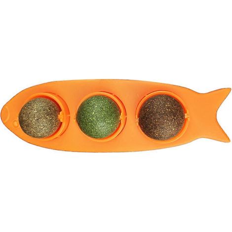 Balle à l'herbe à chat, jouet à mâcher pour chaton, herbe à chat naturelle et saine pour l'hygiène bucco-dentaire - Orange (1/5)