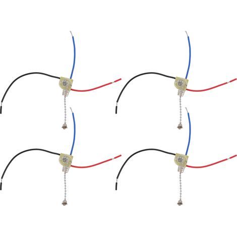 Ortviai Interrupteur à chaînette pour ventilateur de plafond et lustre – 4 pièces, 3 fils, 250 V / 125 V, finition chromée (1/5)