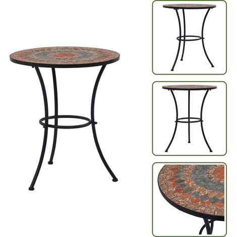 Tavolino in ceramica - vidaXL Tavolino da Bistrot con Mosaico Arancio/Grigio 60cm in Ceramica - Tavolino con mosaico
