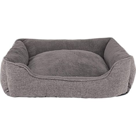 1 - Panier Chien - Coussin - Housse Amovible Lavable - Design Galbé Antidérapant - Pour Chiot et Chien Adulte - Gris - 75x60 cm (1/5)